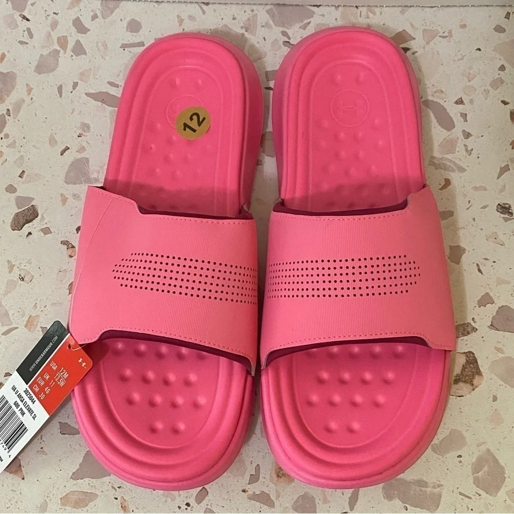 Under‎ Armour UA Unisex Size M12 W13.5 Ansa Elevate Slides Sandals in Pink